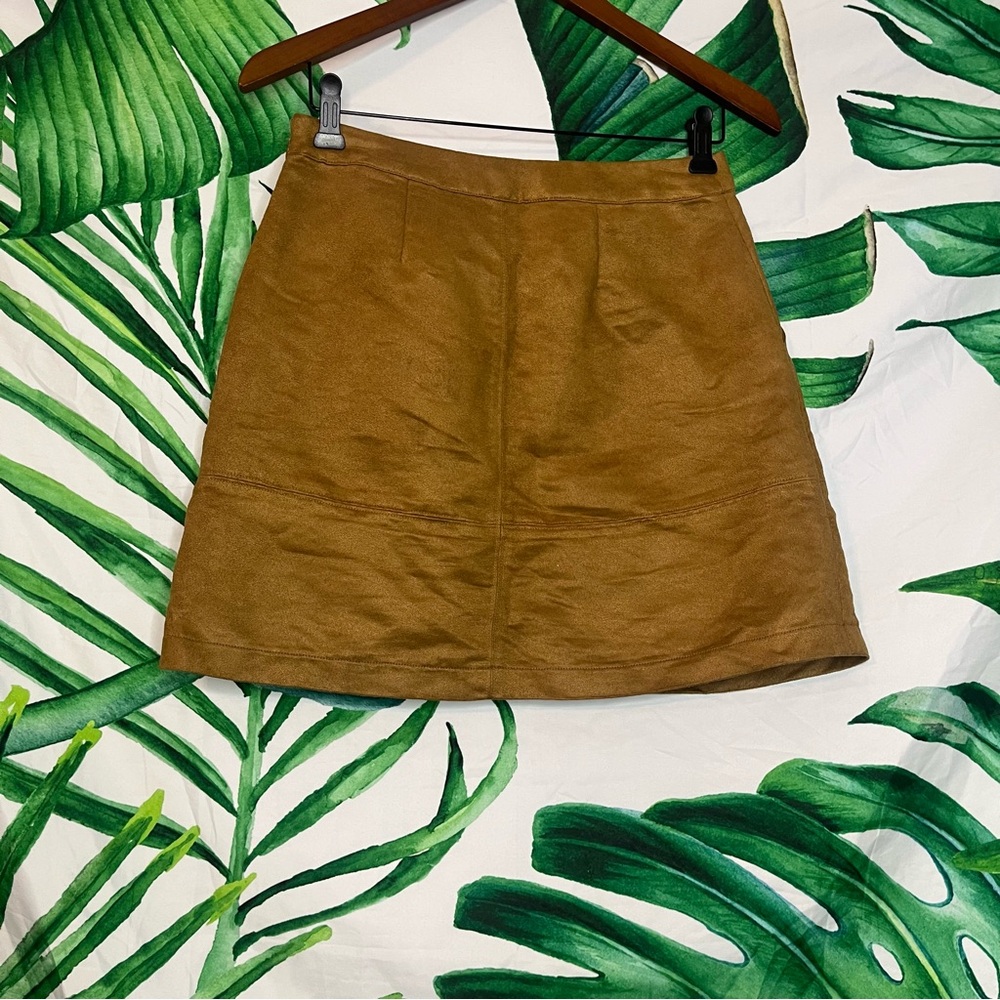 LC Lauren Conrad 4/27 Brown Faux Suede Lace Up Boho Casual Summer Fall Skirt - Picture 2 of 12